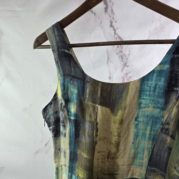 Nic + Zoe Dress Womens Small 4 Blue Green Tank Blouson Abstract Summer Mini - Picture 8 of 12